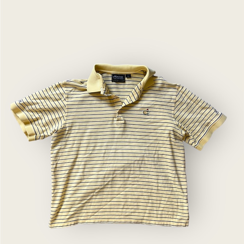 Masters Golf Polo Shirt Adult's L‎ Yellow Stripes Top ONE FLAW 60s's Two Ply✅